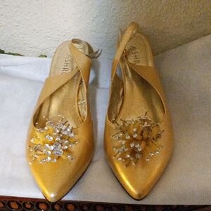 Ashro Gold Embellished Heels